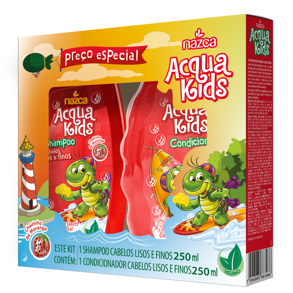 Kit Shampoo + Condicionador Acqua Kids Cabelos Lisos 250ml