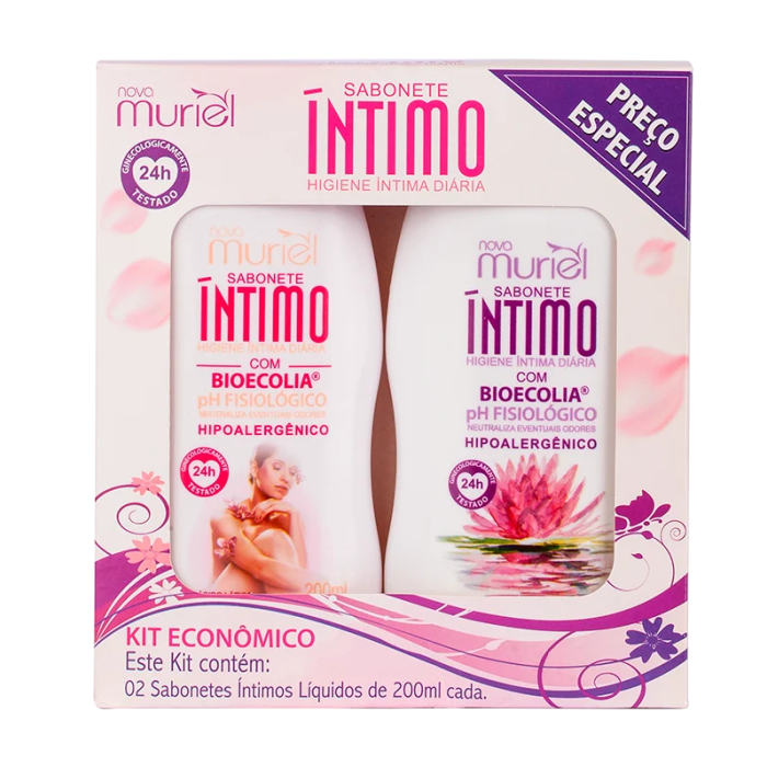 Kit Sabonete Intimo Tradicional 200ml + Sabonete Intimo Floral 200ml Muriel