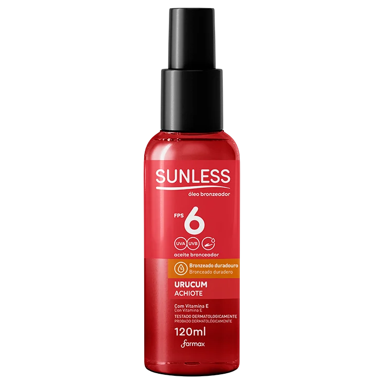 Óleo Bronzeador Farmax Sunless Urucum FPS6 120ml