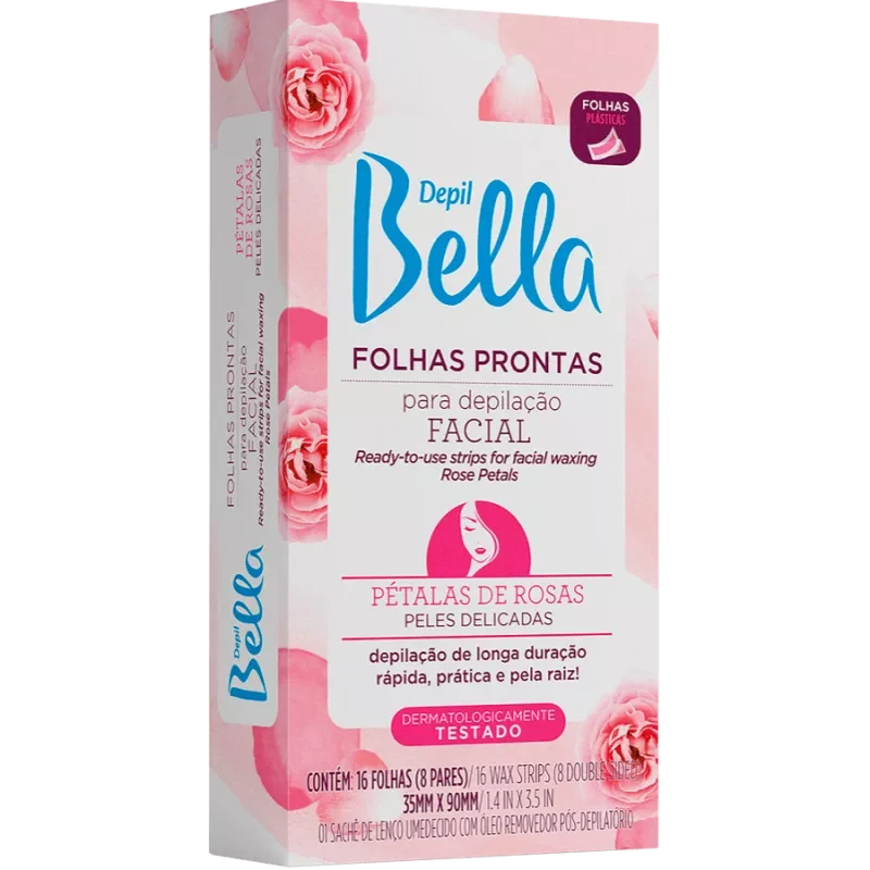 Folhas Prontas Para Depilação Facial Depil Bella Pétalas De Rosas Com 16 Unidades