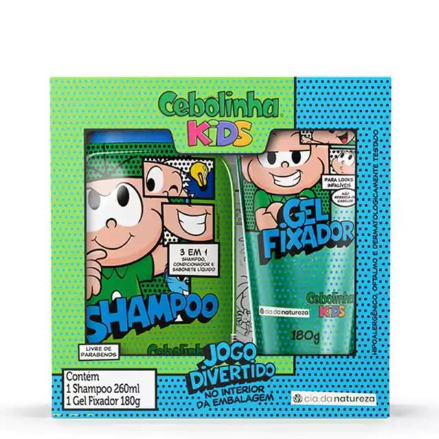 Kit Shampoo 260ml 3Em1 + Gel Fixador 180G Cia Da Natureza Cebolinha Kids