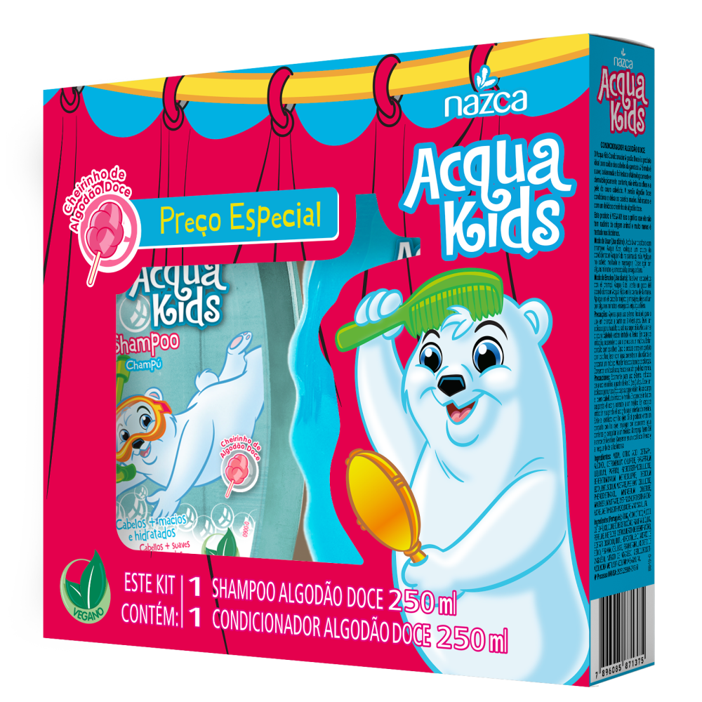 Kit Shampoo + Condicionador Acqua Kids Algodão Doce 250ml