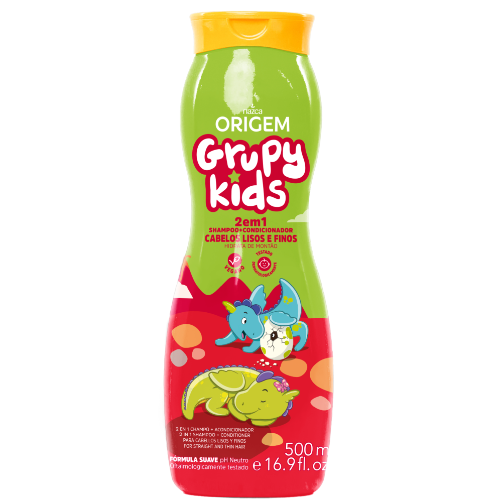 Shampoo Origem Grupy Kids 2 Em 1 Hidrata De Montão 500ml