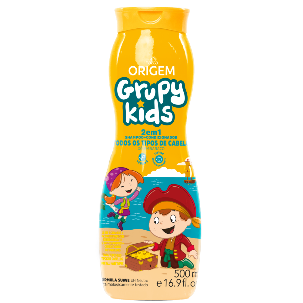Shampoo Origem Grupy Kids 2 Em 1 Xô Embaraço 500ml
