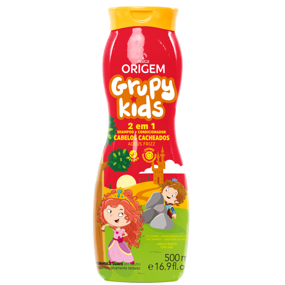 Shampoo Origem Grupy Kids 2 Em 1 Adeus Frizz 500ml