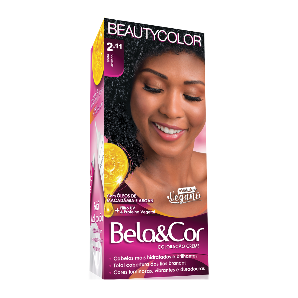 Coloração Permanente Beauty Color Bela&Cor Preto Azulado 2.11