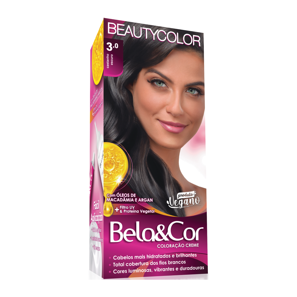 Coloração Permanente Beauty Color Bela&Cor Castanho Escuro 3.0