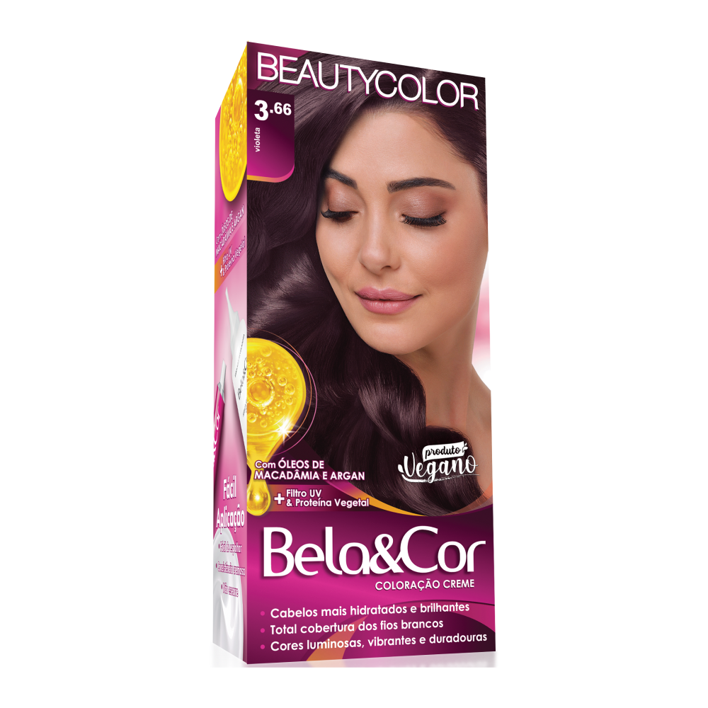 Coloração Permanente Beauty Color Bela&Cor Violeta 3.66