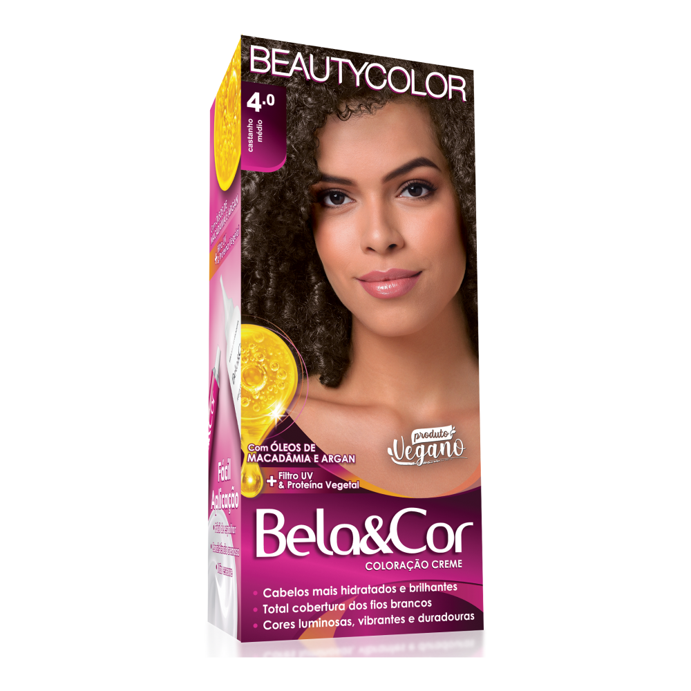 Coloração Permanente Beauty Color Bela&Cor Castanho Médio 4.0