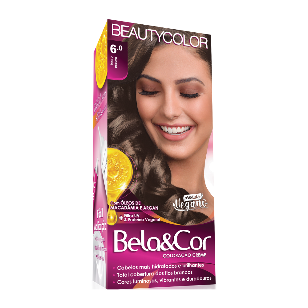 Coloração Permanente Beauty Color Bela&Cor Louro Escuro 6.0