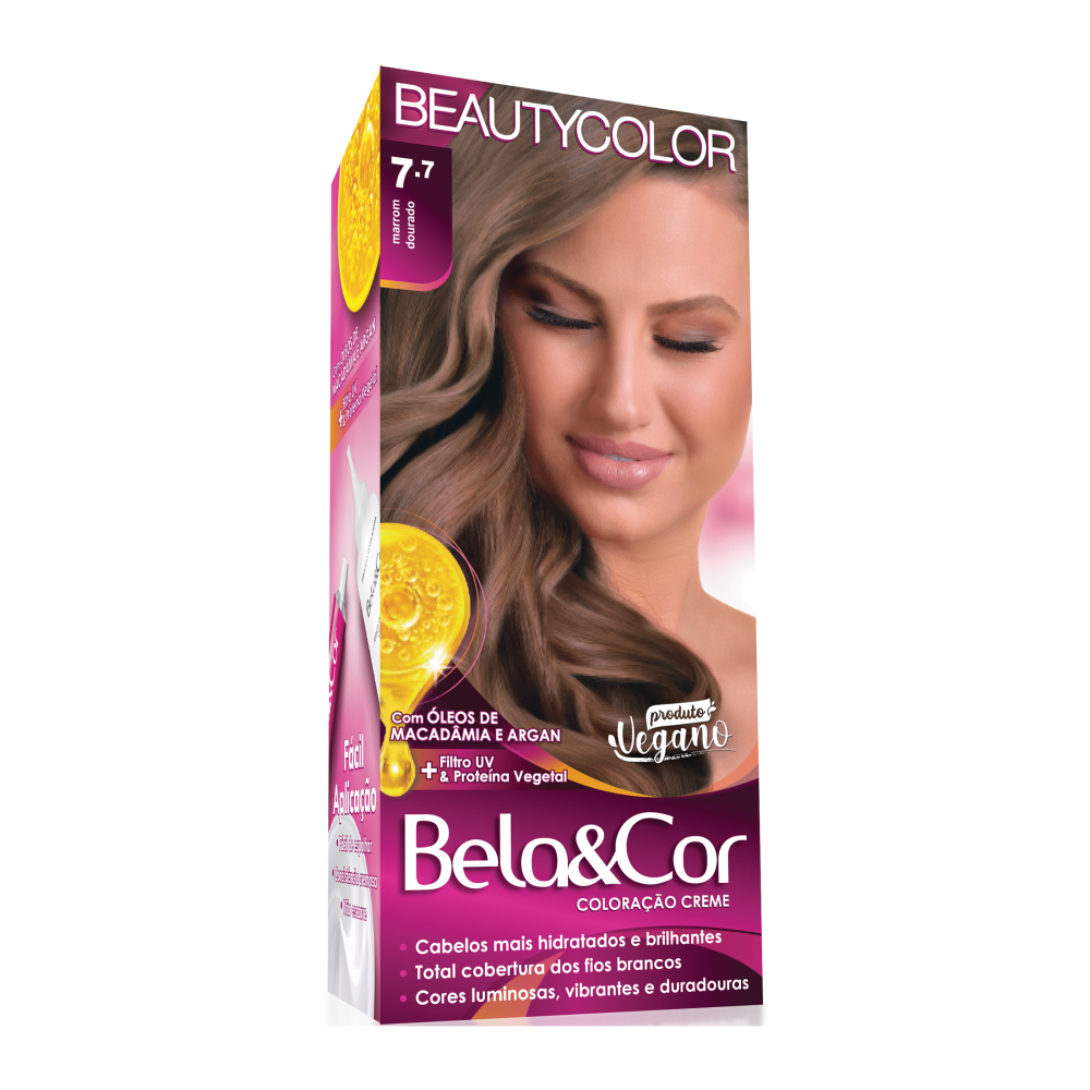 Coloração Permanente Beauty Color Bela&Cor Marrom Dourado 7.7