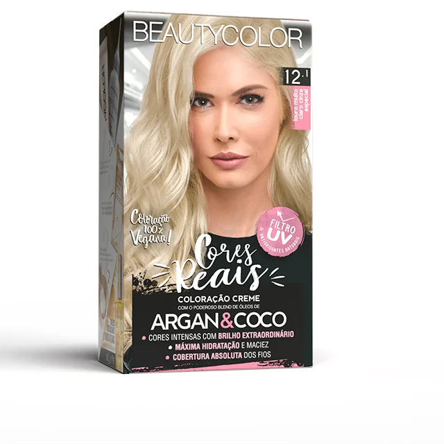 Coloração Creme Beauty Color Cores Reais Louro Muito Claro Cinza Especial 12.1