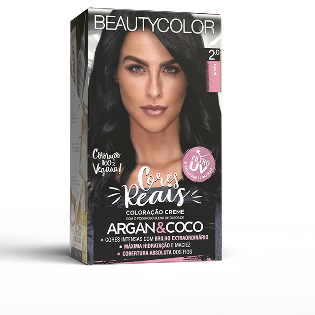 Coloração Creme Beauty Color Cores Reais Preto 2.0