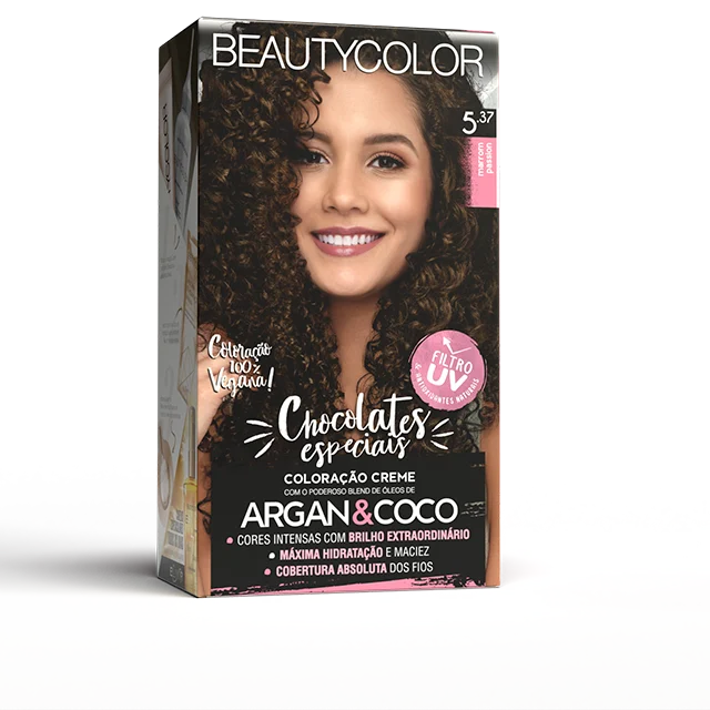 Coloração Creme Beauty Color Chocolates Especiais Marrom Passione 5.37