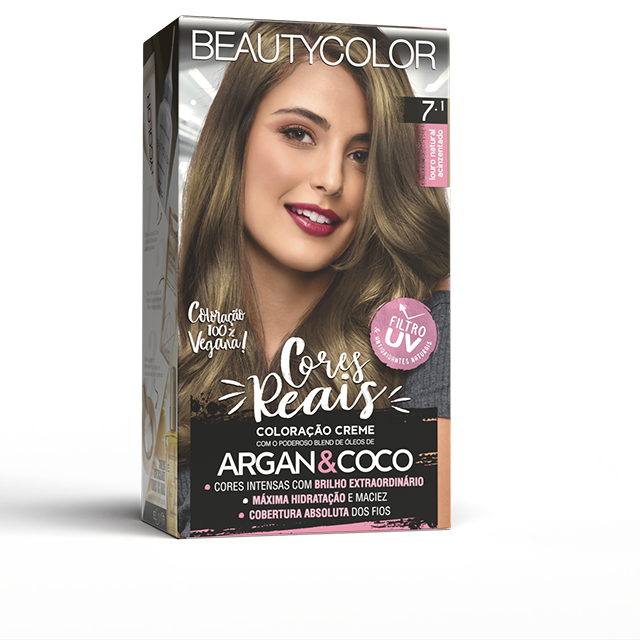 Coloração Creme Beauty Color Cores Reais Natural Acinzentado 7.1