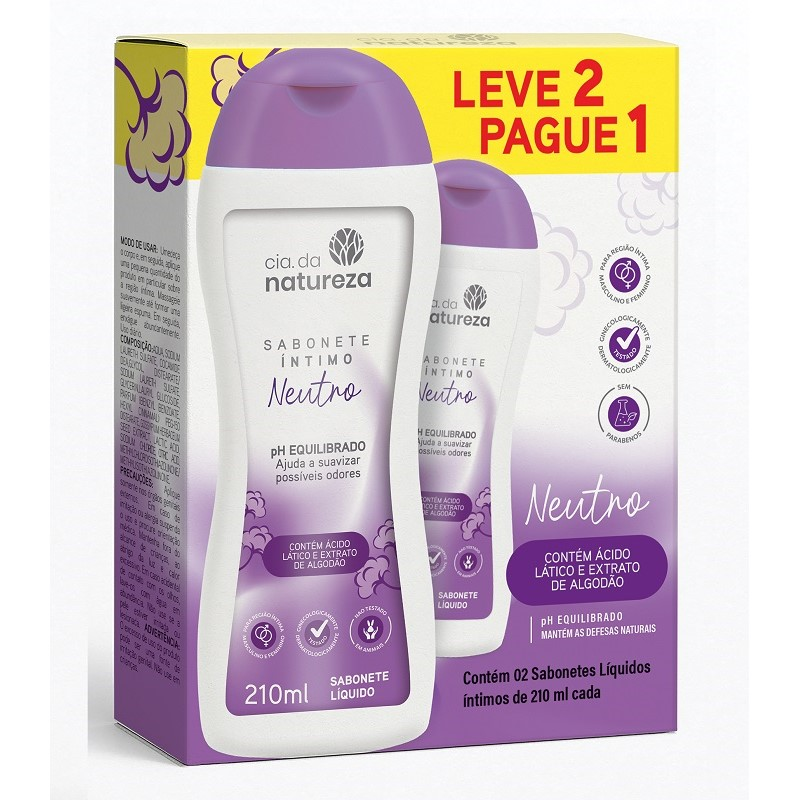 Sabonete Íntimo Cia Da Natureza Neutro 210ml Leve 2 Pague 1