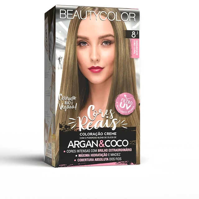 Coloração Creme Beauty Color Cores Reais Louro Claro Acinzentado 8.1