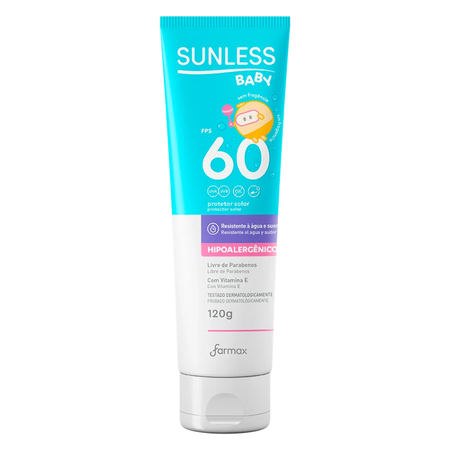 Protetor Solar Farmax Sunless Baby FPS60 Bisnaga 120g