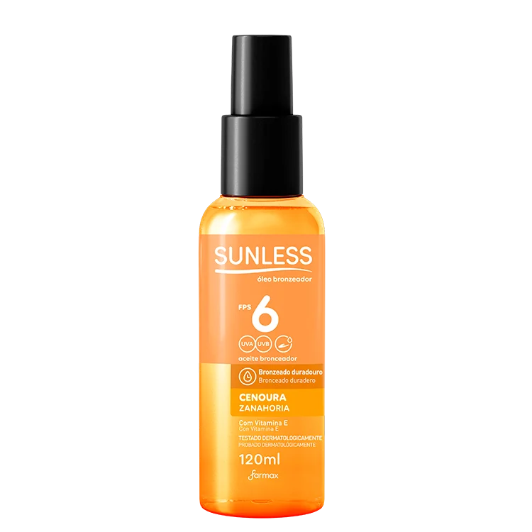 Óleo Bronzeador Farmax Sunless Cenoura FPS6 120ml