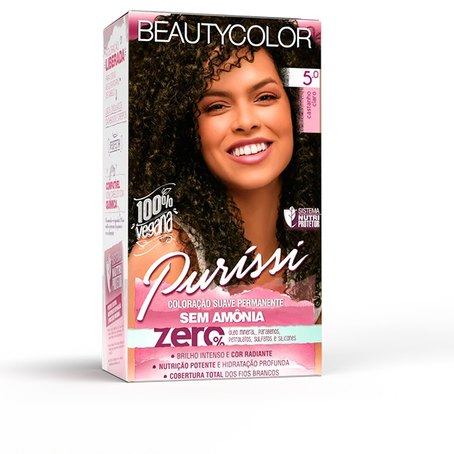 Coloração Beauty Color Puríssi Sem Amonia 5.0 Castanho Claro