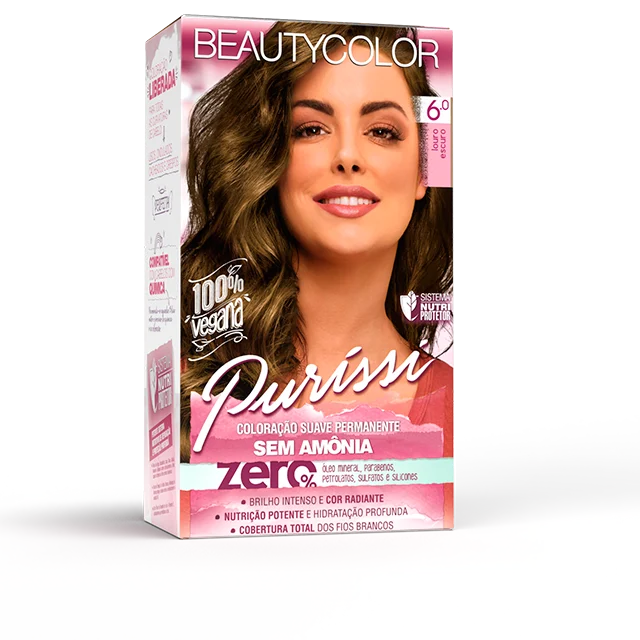 Coloração Beauty Color Puríssi Sem Amonia 6.0 Louro Escuro