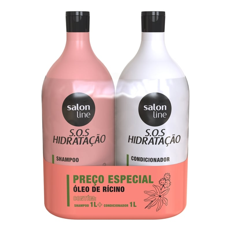 Kit Shampoo + Condicionador Salon Line S.O.S Hidratação Óleo De Rícino 1L