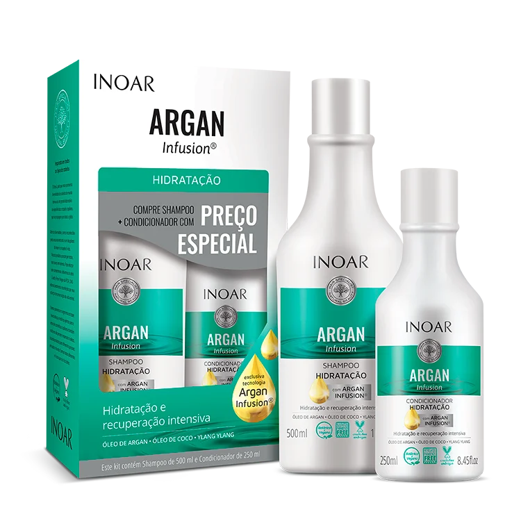Kit Shampoo + Condicionador Inoar Argan Hidratação 500ml + 250ml