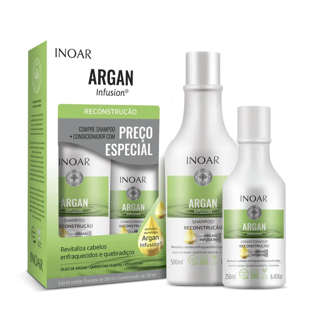 Kit Shampoo + Condicionador Inoar Argan Reconstrução 500ml + 250ml