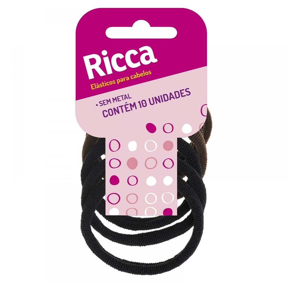Elástico Capilar Ricca Belliz Com 10 Unidades Basic Colors Ref. 905