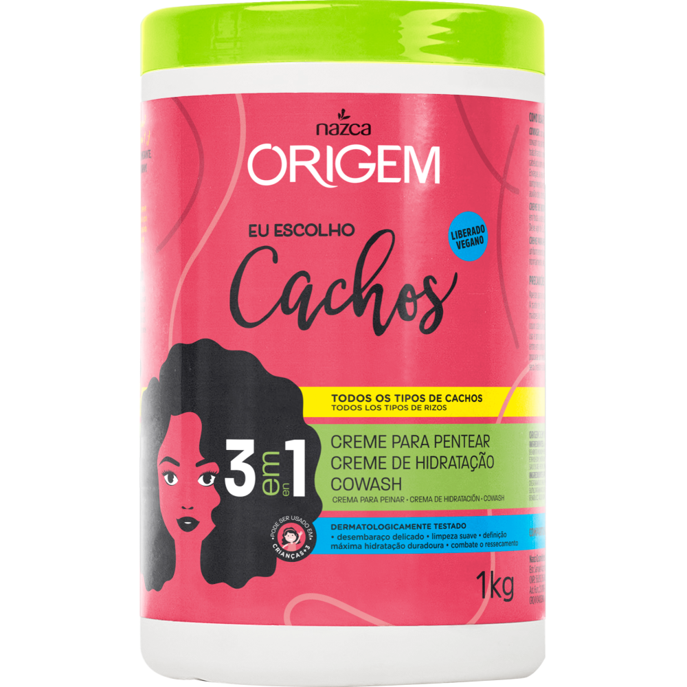 Creme de Pentear Nazca Origem Eu Escolho Cachos 3 em 1 Todo Tipo de Cabelos 1kg