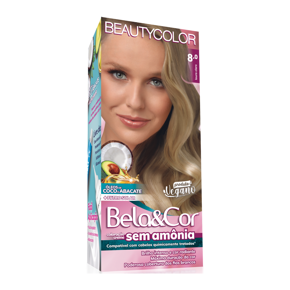 Coloração Tonalizante Beauty Color Bela&Cor Sem Amônia Louro Claro 8.0