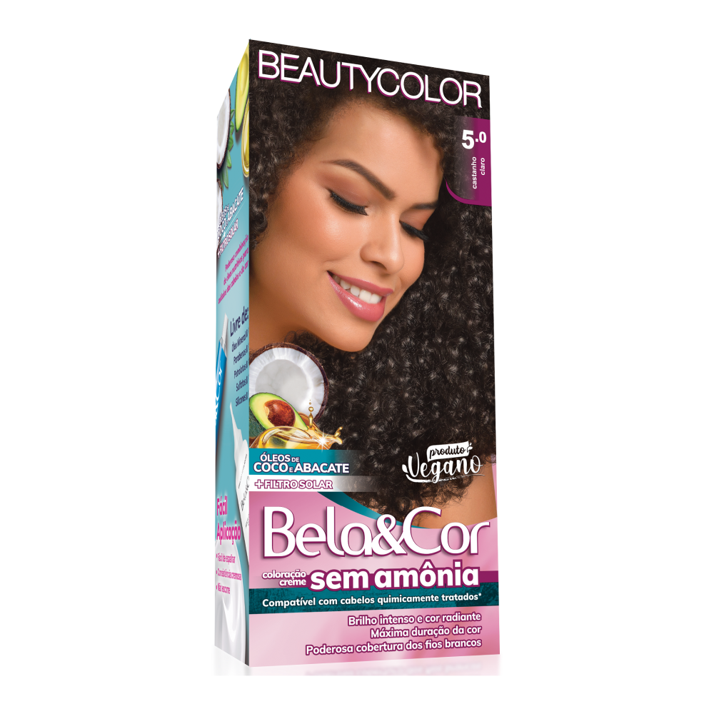 Coloração Tonalizante Beauty Color Bela&Cor Sem Amônia Castanho Claro 5.0
