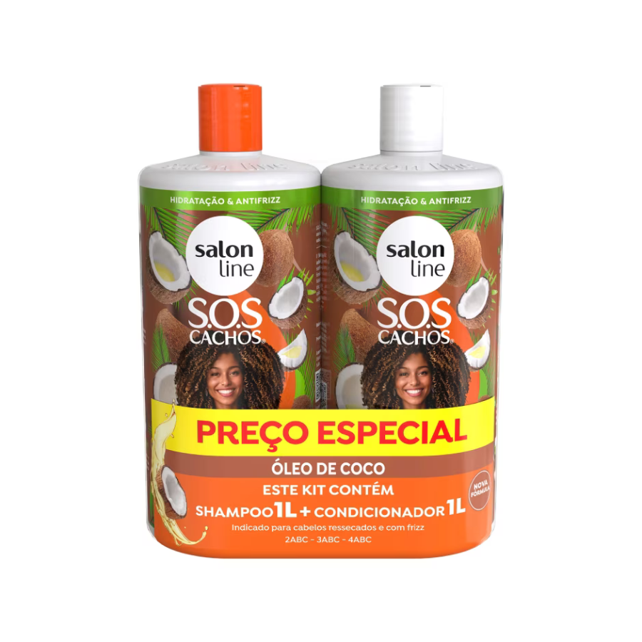 Kit Salon Line S.O.S Óleo de Coco Shampoo + Condicionador 2 de 1L