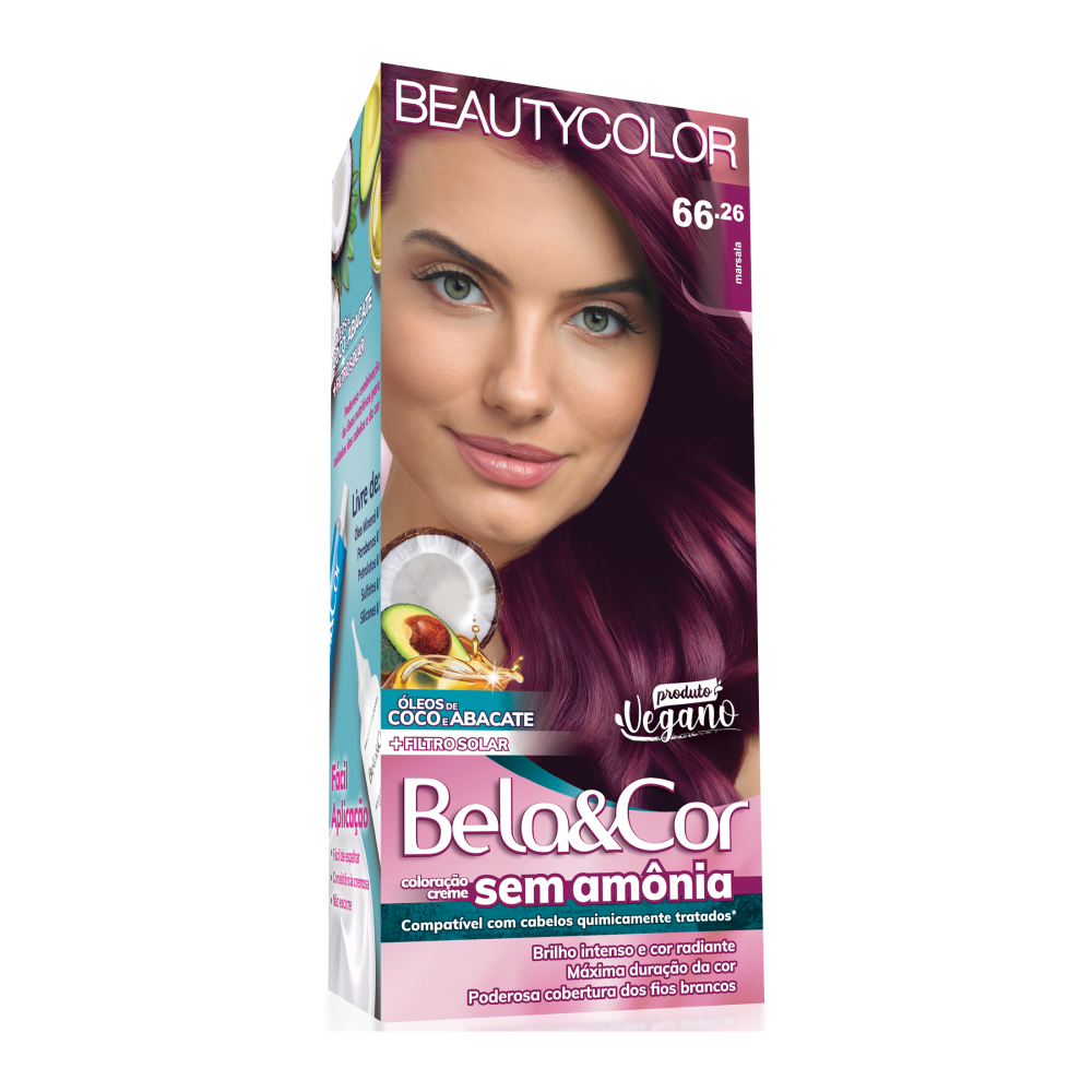 Coloração Tonalizante Beauty Color Bela&Cor Sem Amônia Marsala 66.26