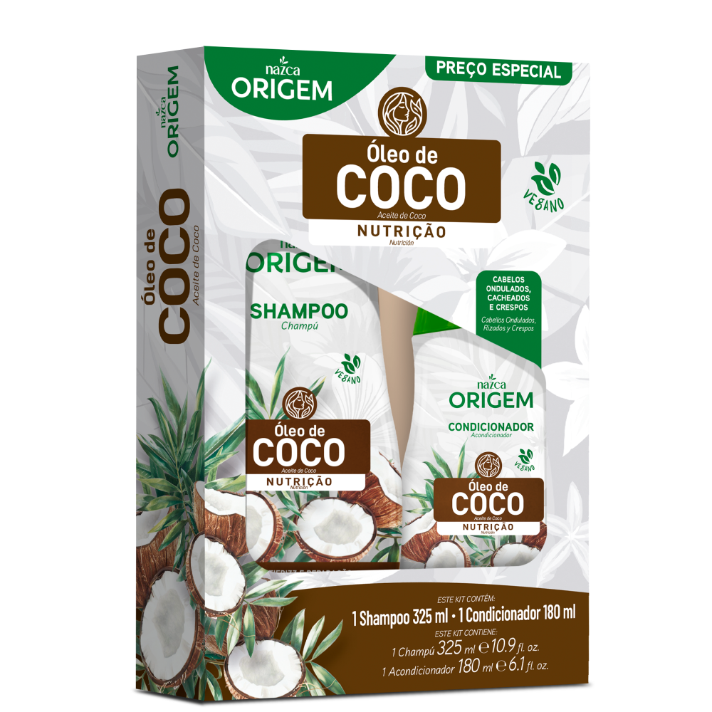 Kit Shampoo 325ml + Condicionador 180ml Origem Óleo De Coco