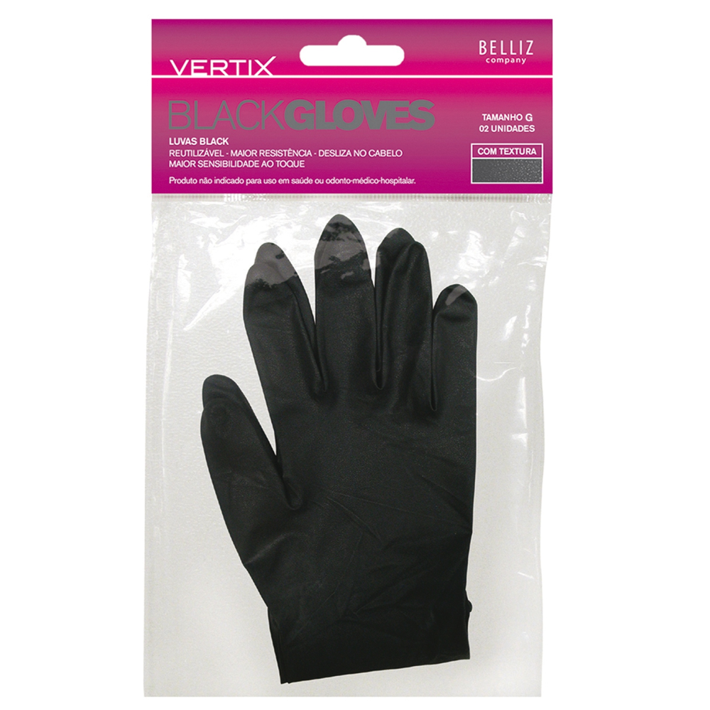Luva Descartável Vertix Belliz Com 2 Unidades Tamanho G Black Ref. 3222