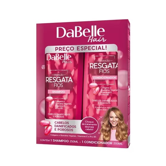 Kit Shampoo 250ml + Condicionador 175ml Dabelle Resgata Fios