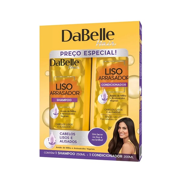 Kit Shampoo 250ml + Condicionador 175ml Dabelle Liso Arrasador