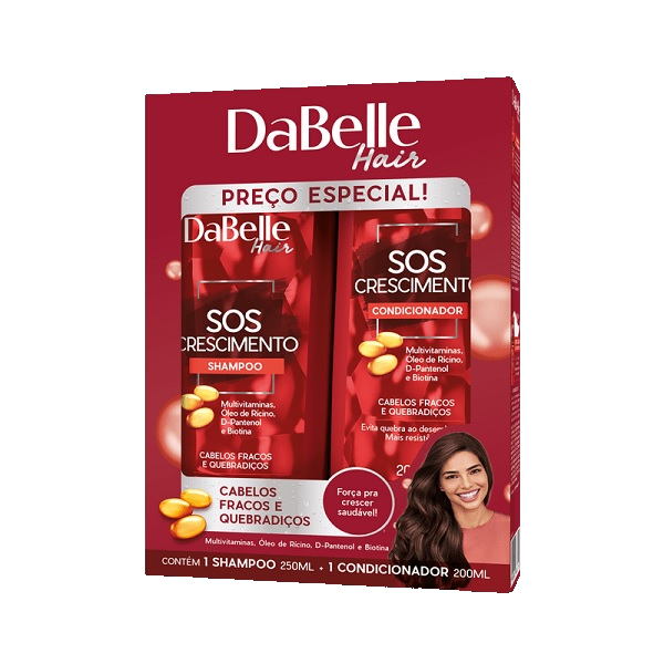 Kit Shampoo 250ml + Condicionador 175ml Dabelle Sos Crescimento