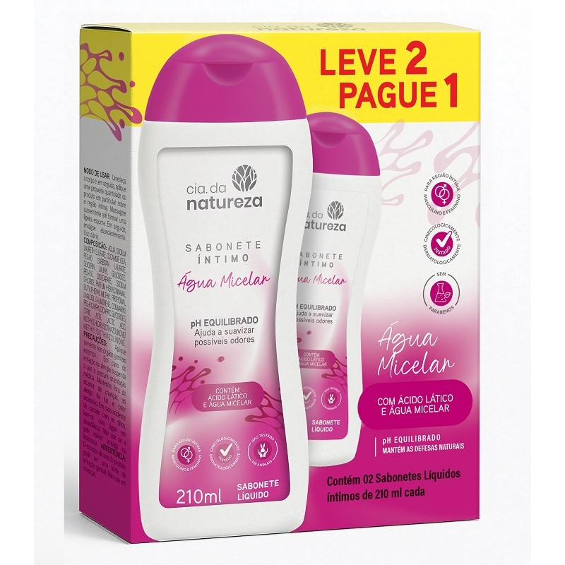Sabonete Íntimo Cia Da Natureza Água Micelar 210ml Leve 2 Pague 1