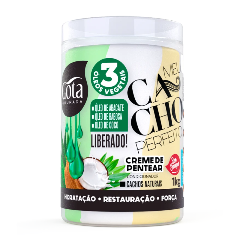 Creme Para Pentear Gota Dourada Óleo De Abacate, Óleo De Babosa E Óleo De Coco 1Kg