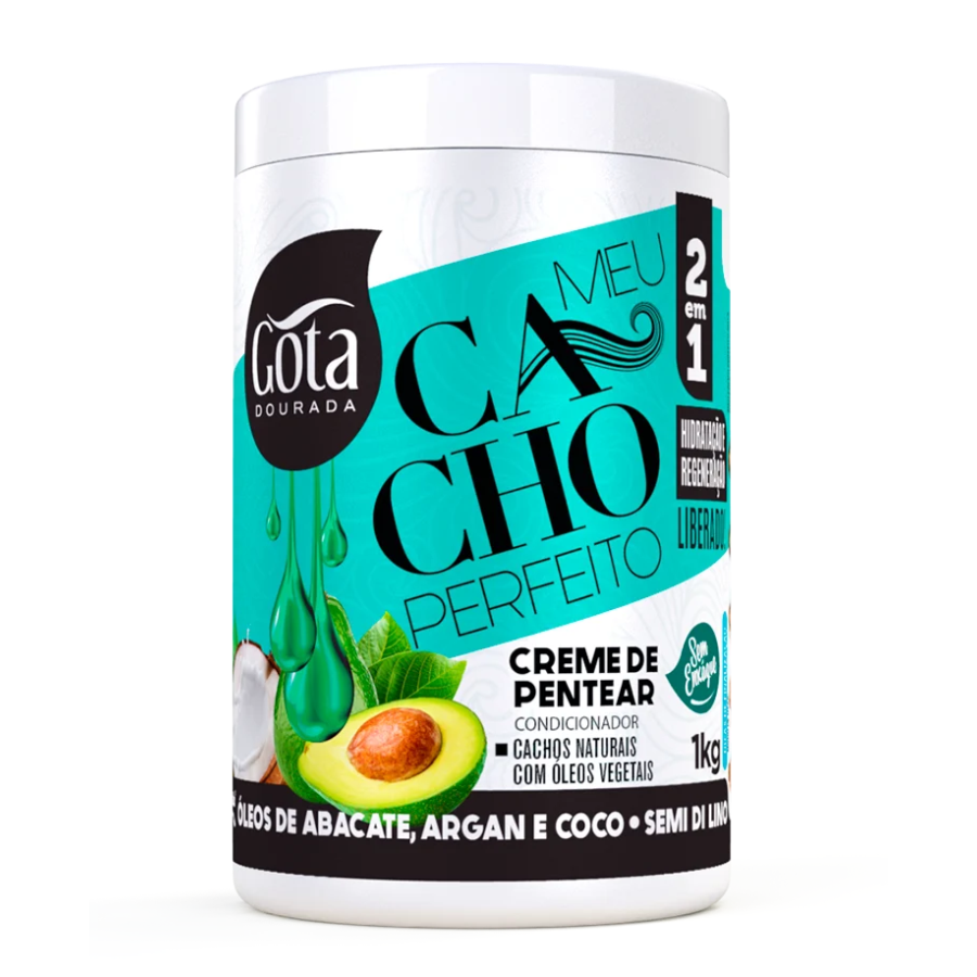 Creme Para Pentear Gota Dourada Óleo De Abacate Argan E Coco Semi Di Lino 1Kg