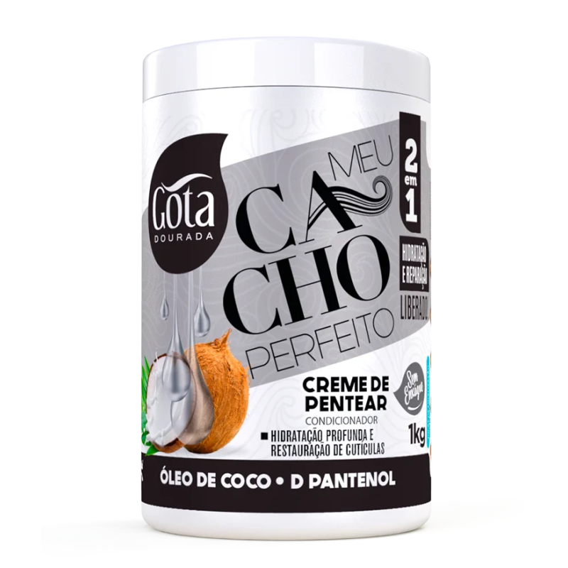 Creme Para Pentear Gota Dourada Óleo De Coco E D-Pantenol 1Kg