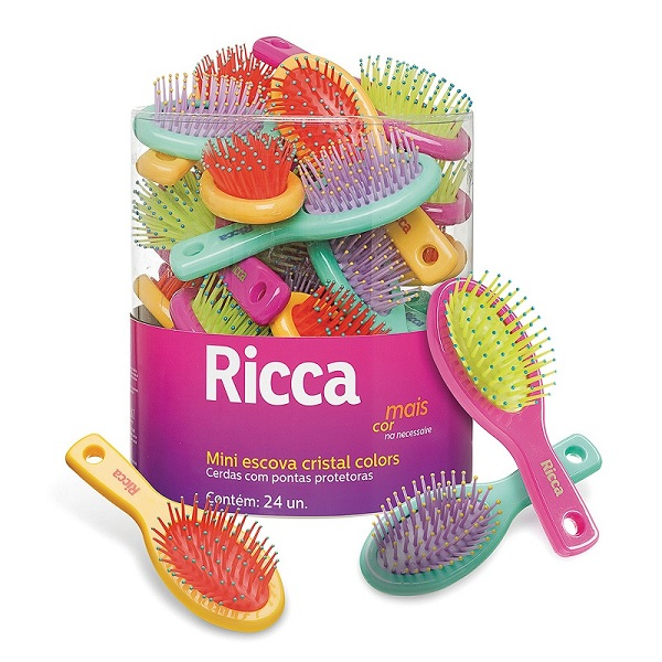 Escova de Cabelo Ricca Belliz Mini Cristal Colors Ref. 489