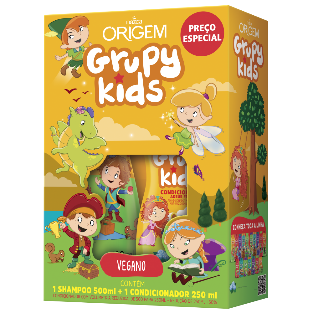 Kit Nazca Guppy Kids Shampoo + Condicionador Adeus Frizz 500ml + 250ml