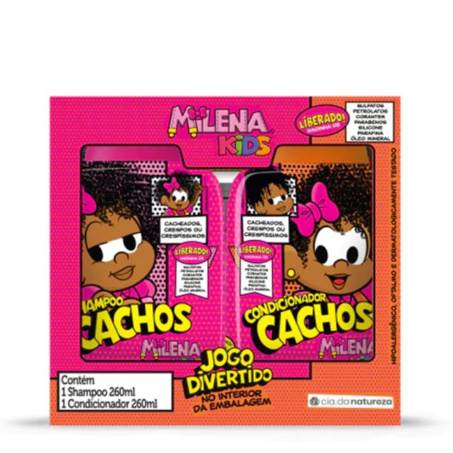 Kit Shampoo 260ml + Condicionador 245ml Cia Da Natureza Milena Kids Cachos