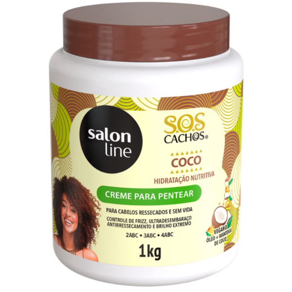 Creme Para Pentear Salon Line S.O.S Cachos Óleo De Coco Hidratação Absoluta 1Kg