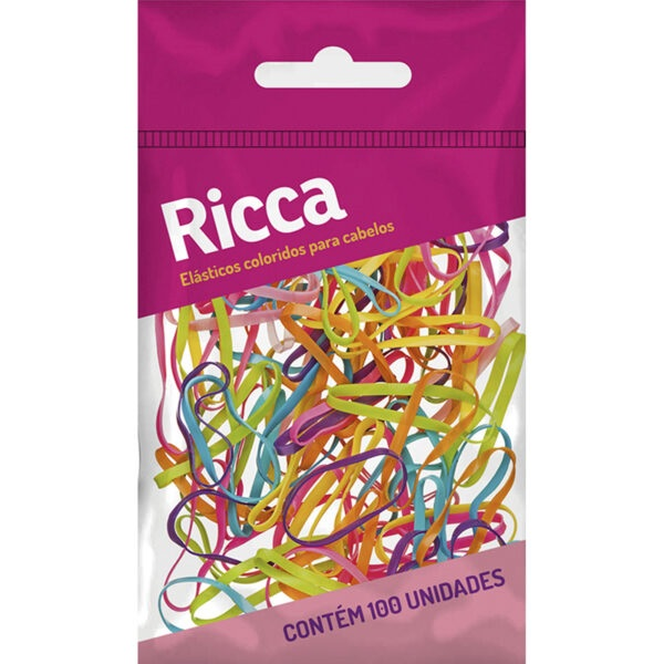 Elástico Capilar Ricca Belliz Com 100 Unidades Médio Coloridos Ref. 3341