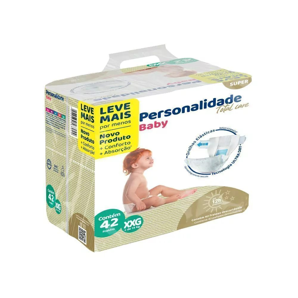 Fralda Infantil Personalidade Total Care Super XXG Com 42 Unidades