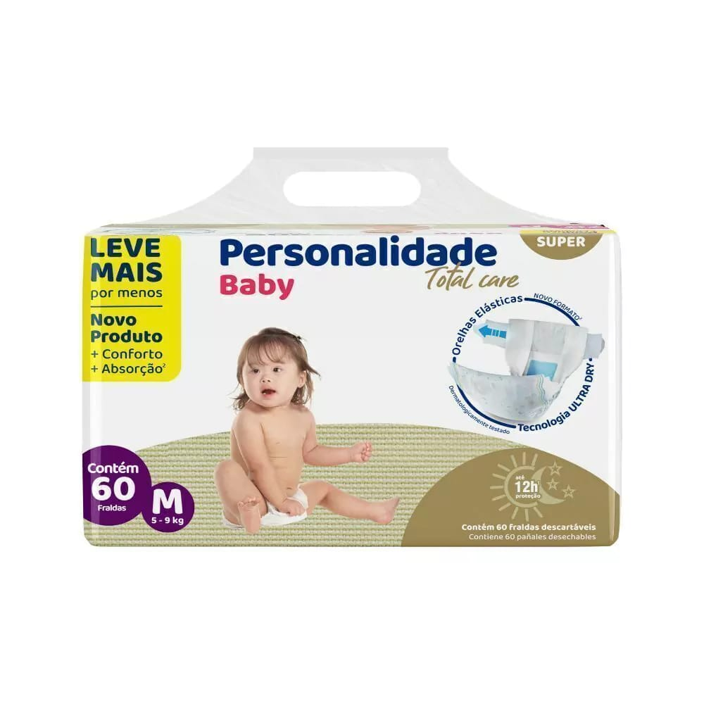 Fralda Infantil Personalidade Total Care Super M Com 60 Unidades